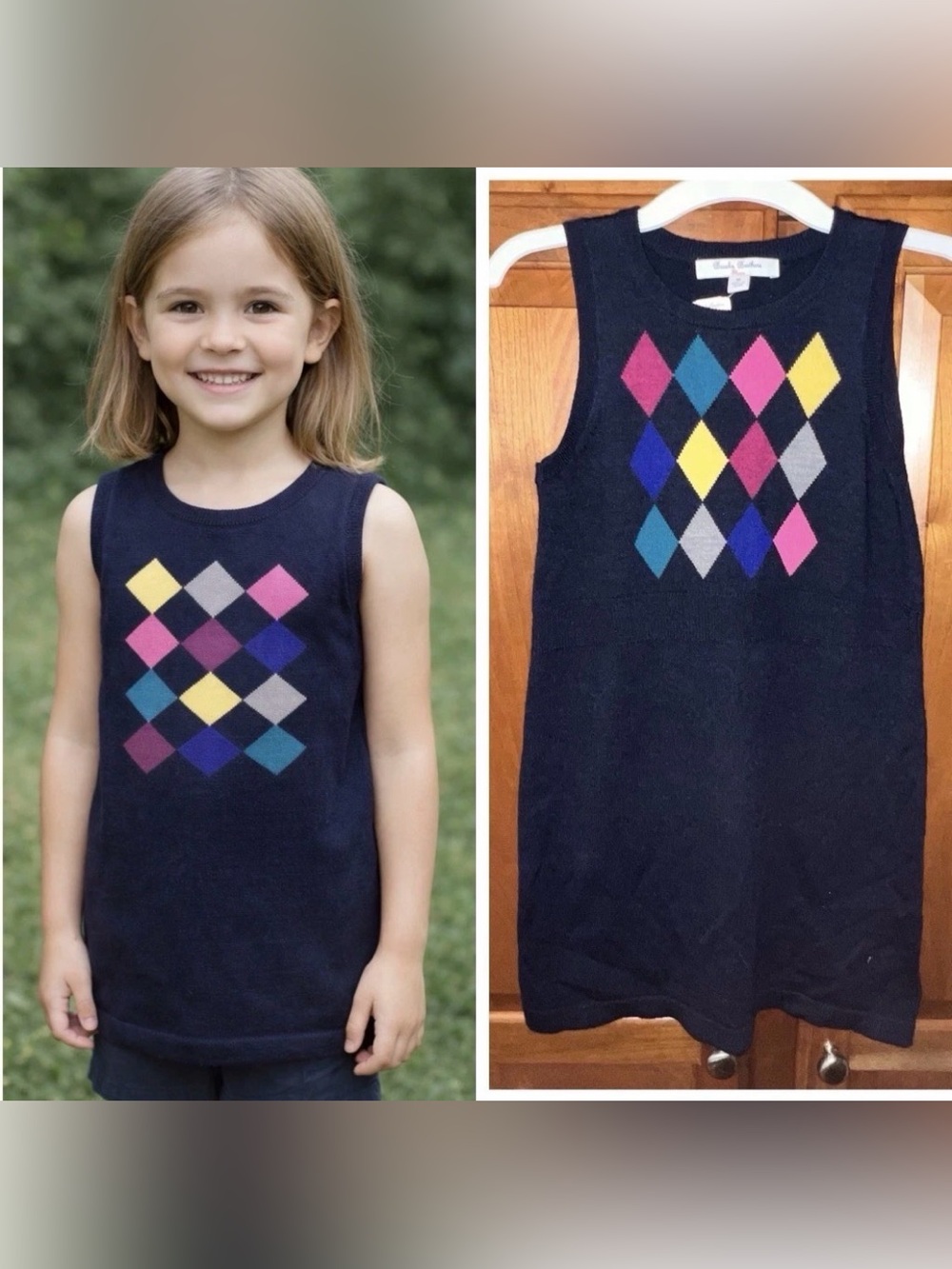 Brooks Brother NEW Girls Sweater Dress Sz Medium Tape measurement pics included